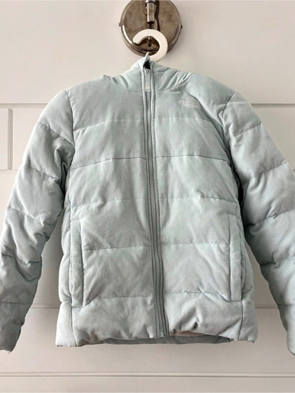 The North Face Cold Spell Corduroy Cropped Down Jacket Blue